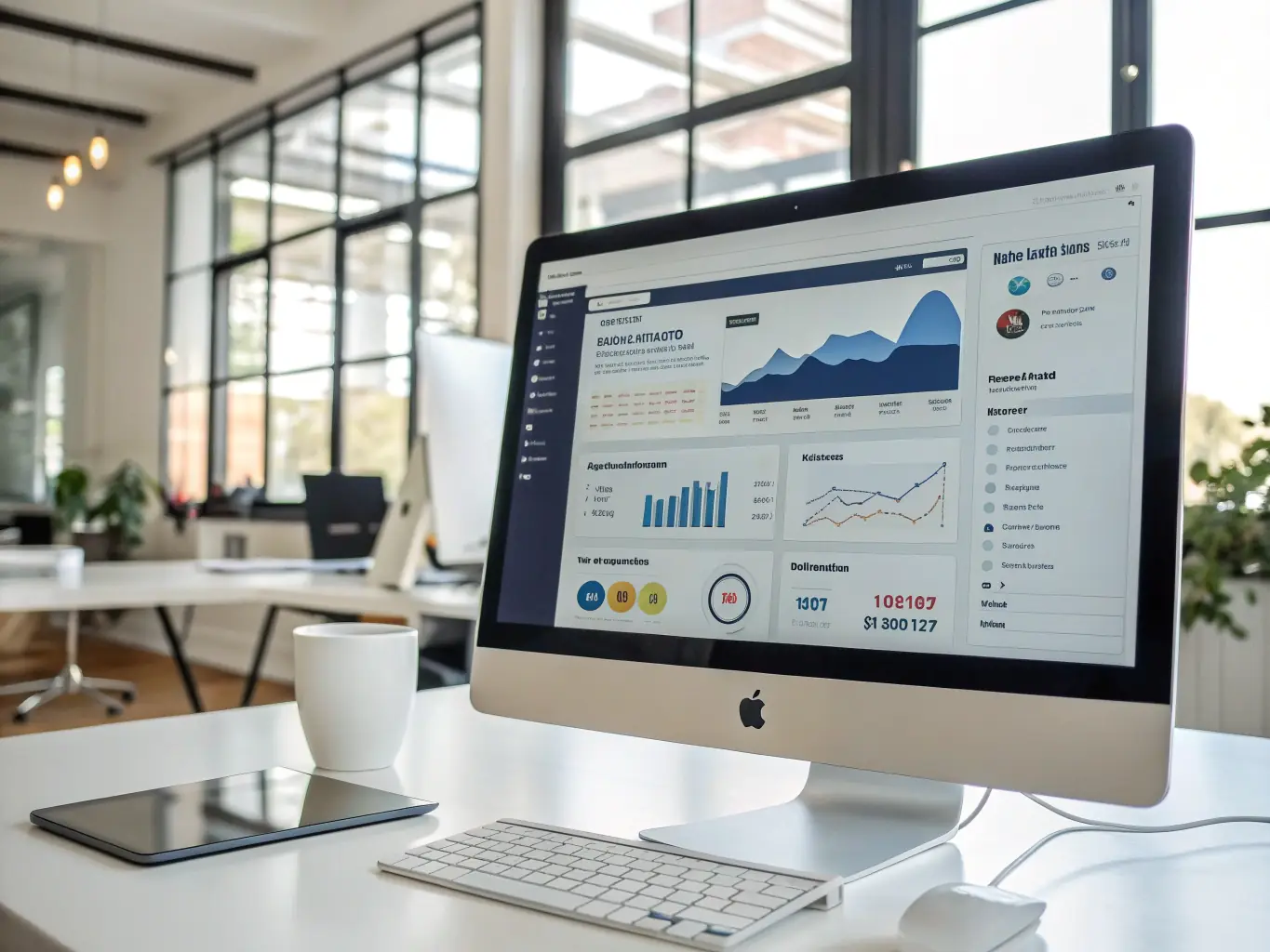 An image showing a dashboard with social media metrics and email campaign statistics, emphasizing user-friendly analytics. The dashboard should display key performance indicators in a clear and concise manner, highlighting the effectiveness of SimpliChile's digital marketing tools.